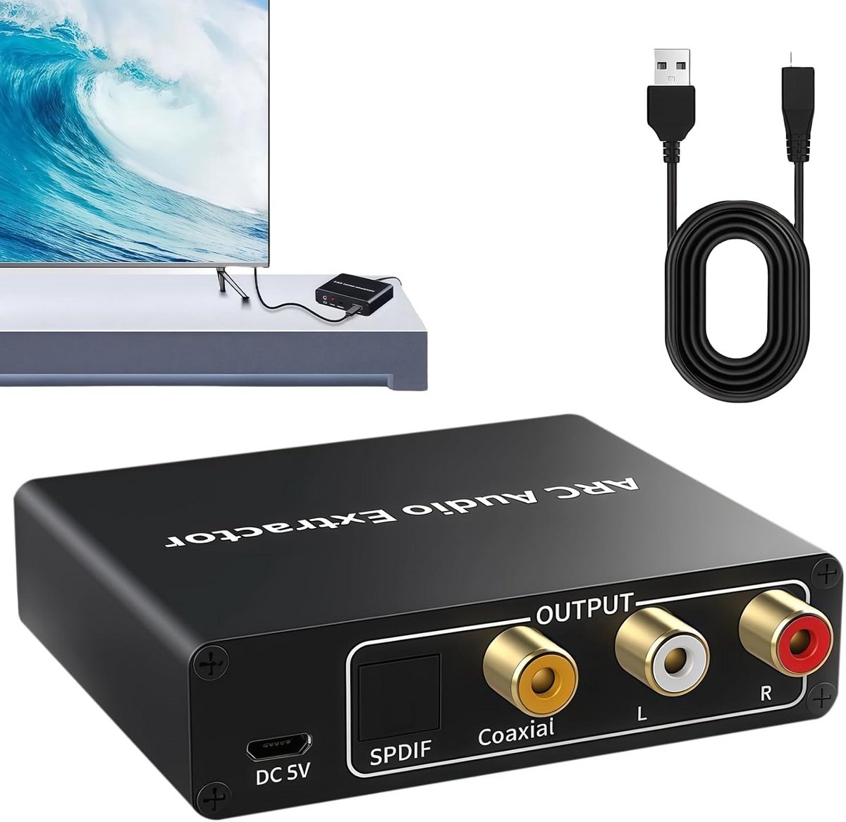 HDMI ARC naar Optisch, Coaxiaal en 3.5mm Audio Converter SPDIF DAC