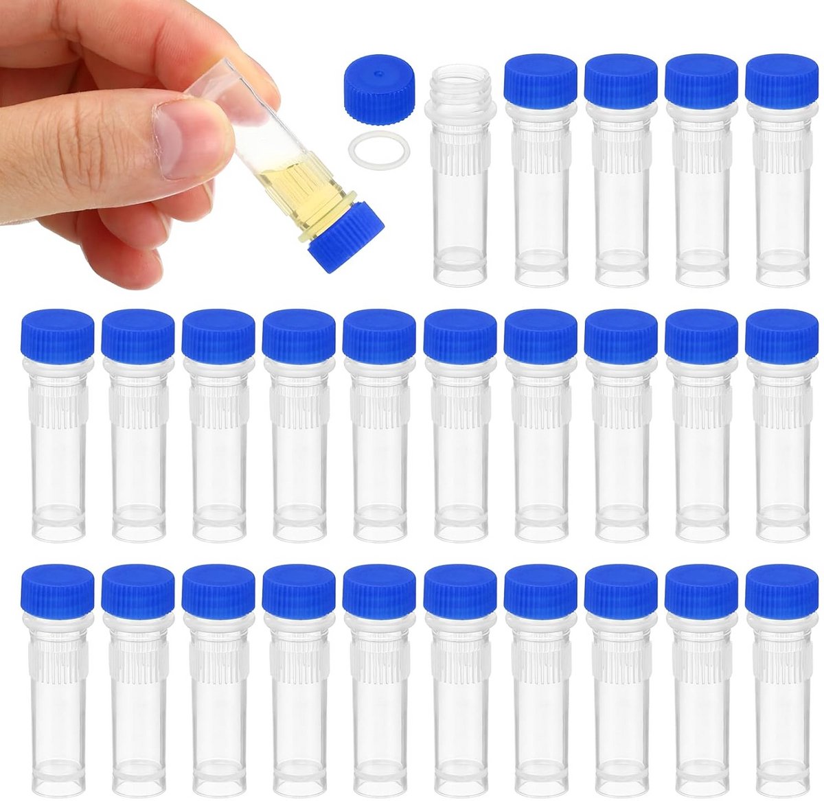 Set van 25 Transparante 1 ml Kunststof Reageerbuisjes met Schroefdop voor Labgebruik