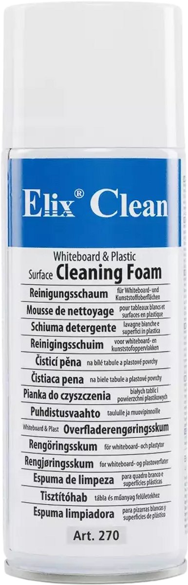 Elix Foam Cleaner 400 ml | Schuimreiniger voor Whiteboards & Kunststof Oppervlakken | Verwijdert Inkt, Vingerafdrukken & Vuil