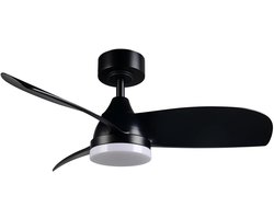 REALITY HELSINKI - Ventilator - Zwart mat - incl. 1x SMD 20 W - Afstandsbediening - Geintegreerde dimmer - Traploos instelbare lichtkleur - Dimbaar met schakelaar - Niet externe dimbaar - Geheugenfunctie - Zomer- en wintermodus - 6 snelheidsniveaus