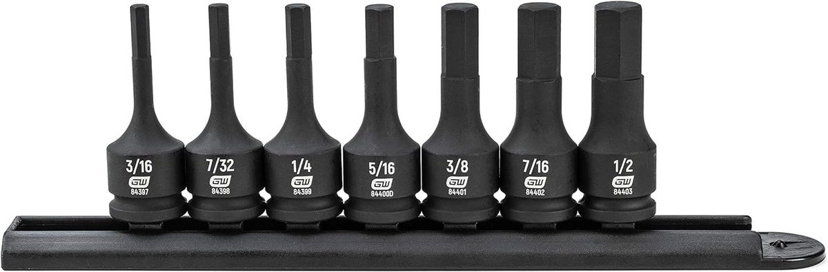 Set van 7 Inbussleutels voor Slagsleutel 3/8" Aandrijving SAE