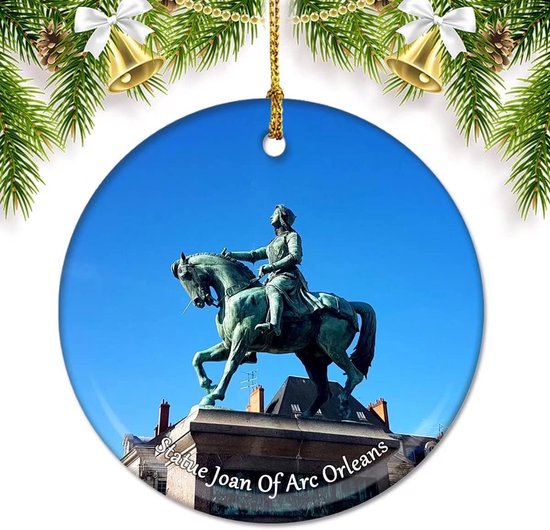 Foto: Keramisch ornament jeanne d arc standbeeld reis souvenir voor kerstboom