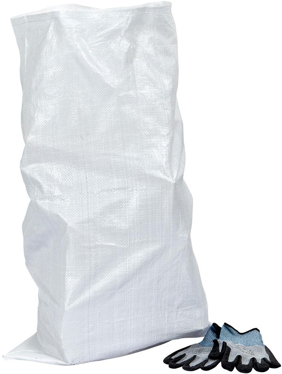 10x | Geweven PP-puinzak 45x75cm | 25KG | 35L | Puin en afval