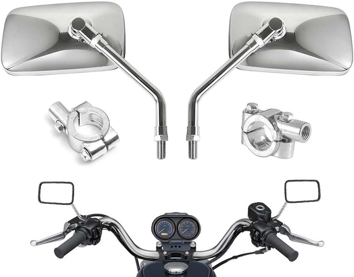 10 mm Motorfiets Achteruitkijkspiegel - Fietsspiegel Set - 360° Verstelbaar - Universeel - Fiets spiegel Links en Rechts - Geschikt voor E-bikes en Stadsfietsen - Zilver - 2 Stuks