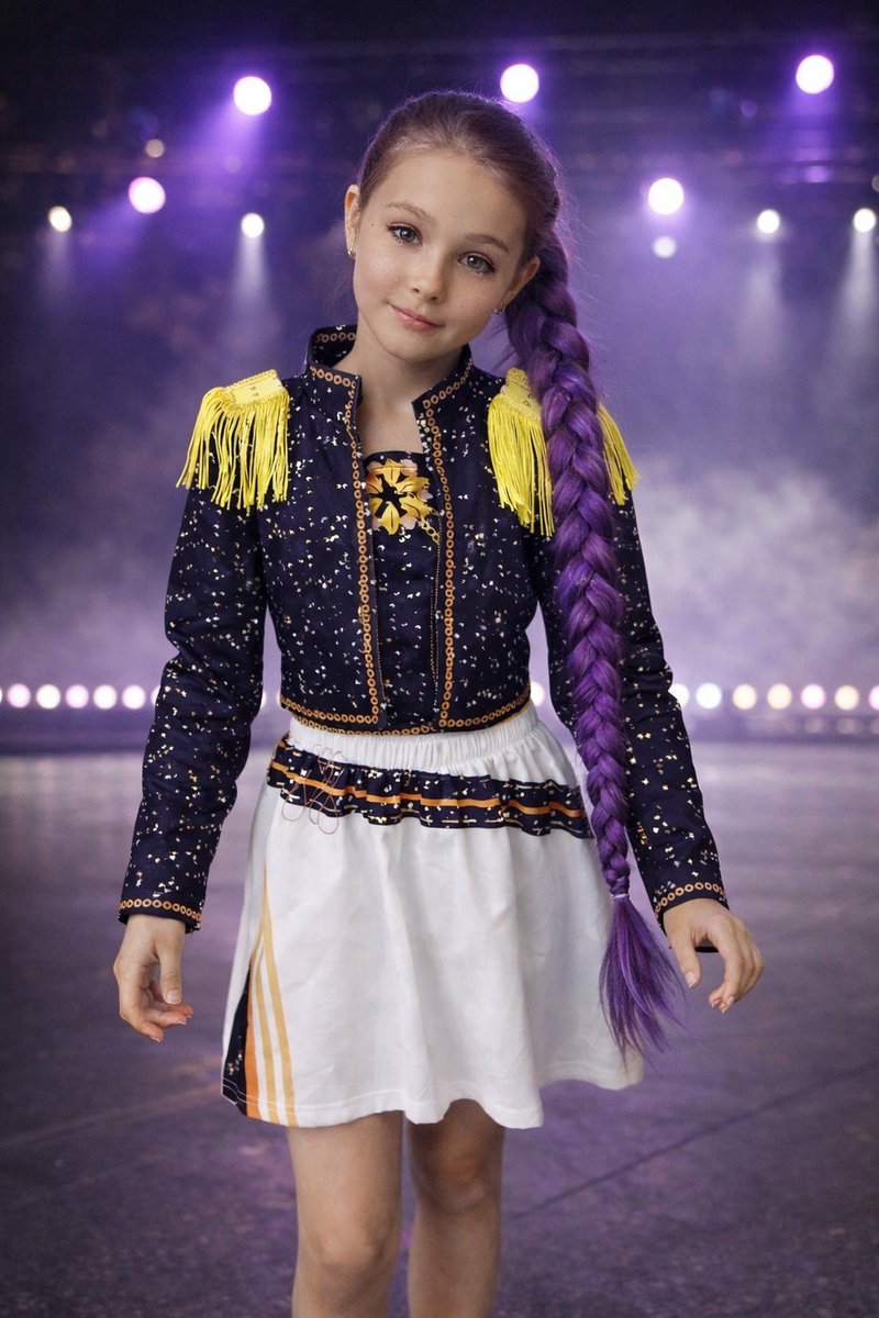 Meisjes Popster Kostuum Show Outfit met Jas en Rok Stage Performance Verkleedkleding