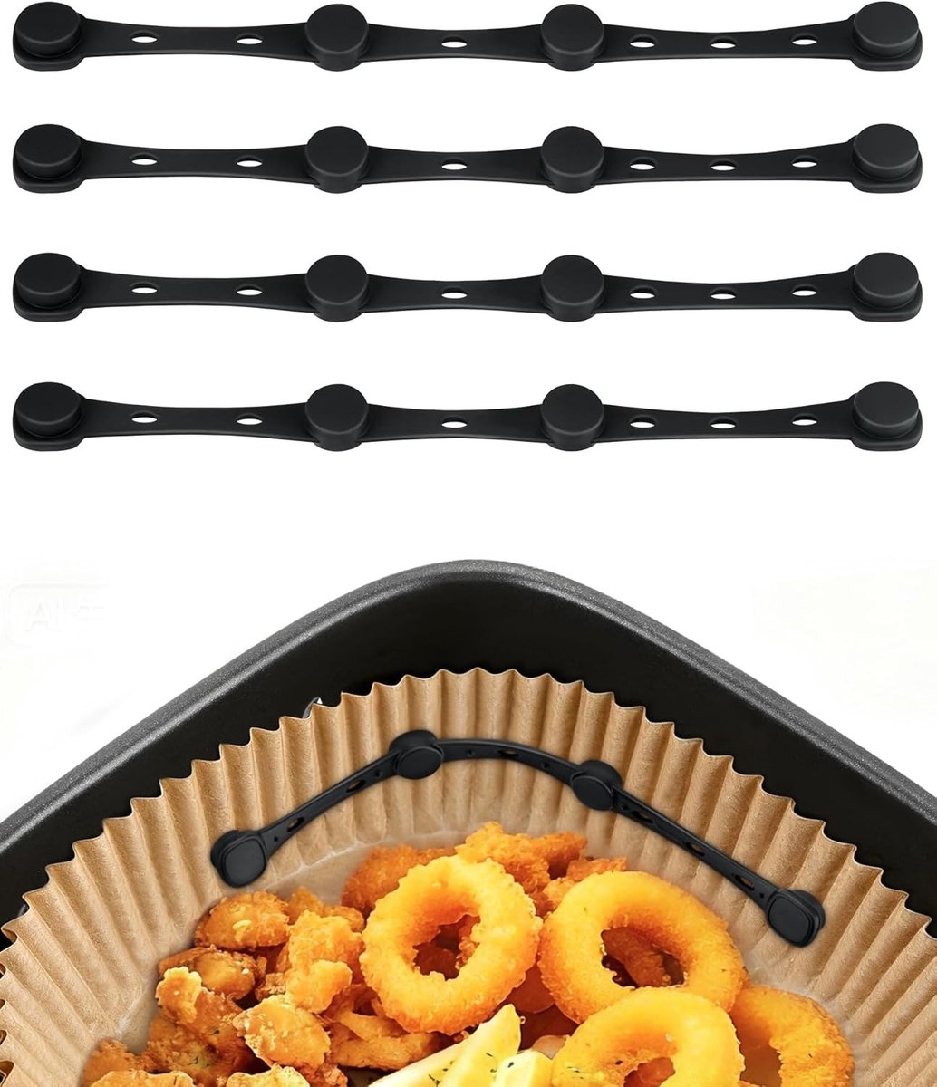 Magneten voor de airfryer om bakpapier vast te zetten, set van 4 siliconen magneten, airfryer accessoires, voorkomt dat bakpapier het voedsel bedekt, hittebestendige siliconen clips voor airfryer magneten, zwart.