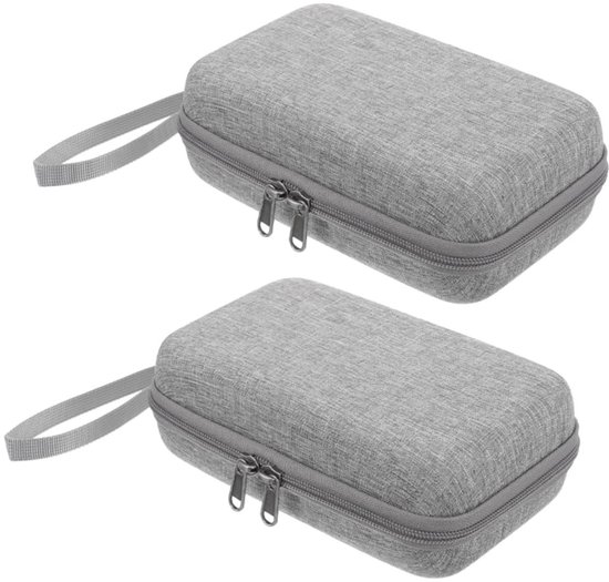 Set van 2 mini-handtassen / handbagagetassen – Mini-cosmeticakoffers / make-uptasjes – Multifunctionele opbergtas voor make-up en kwasten – Grijs
