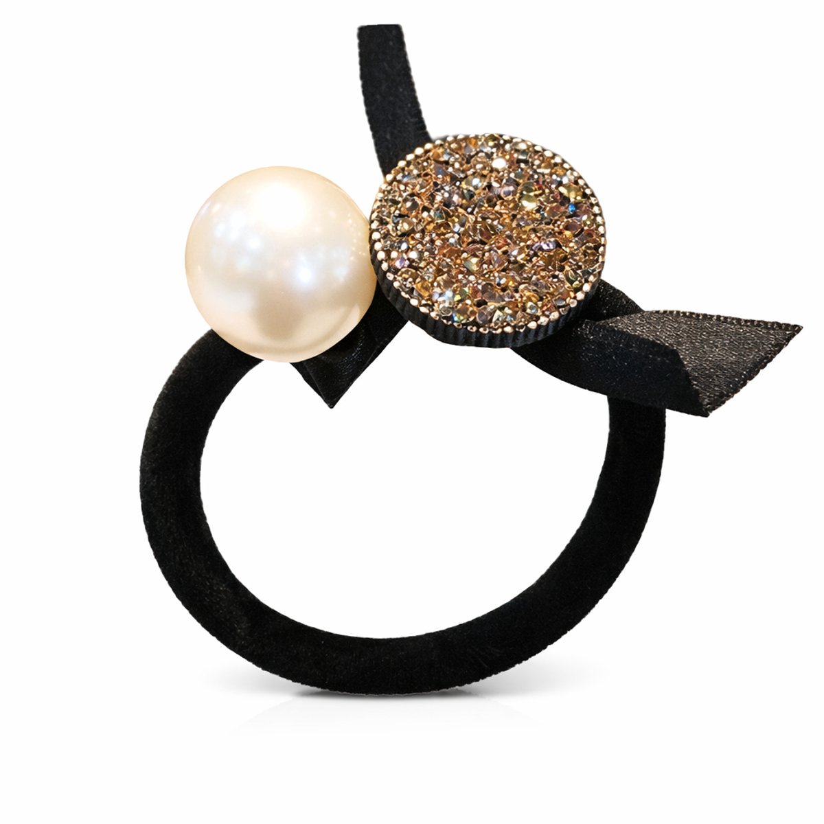 Haar elastiek - Haarsieraad - Parel - Haarspeld - Haarelastiekje - Haarclip - Haarklem - Dames - Versierd - Strass Steentjes - 3 cm - Uniek - Cadeau Tip