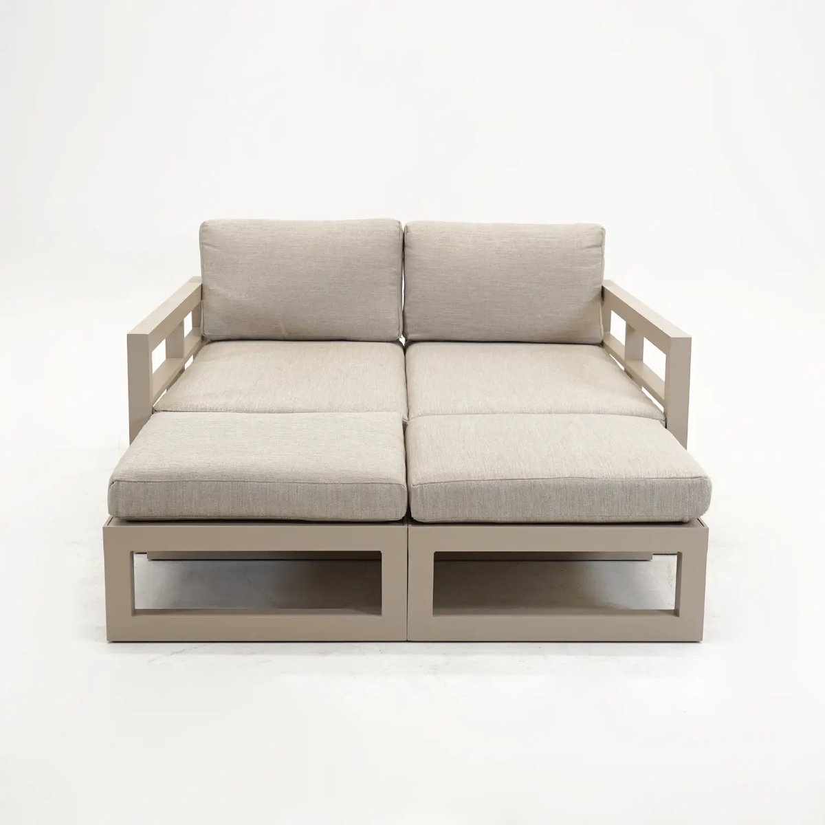 Vita Grosso 4-zits bank + 2x hocker beige