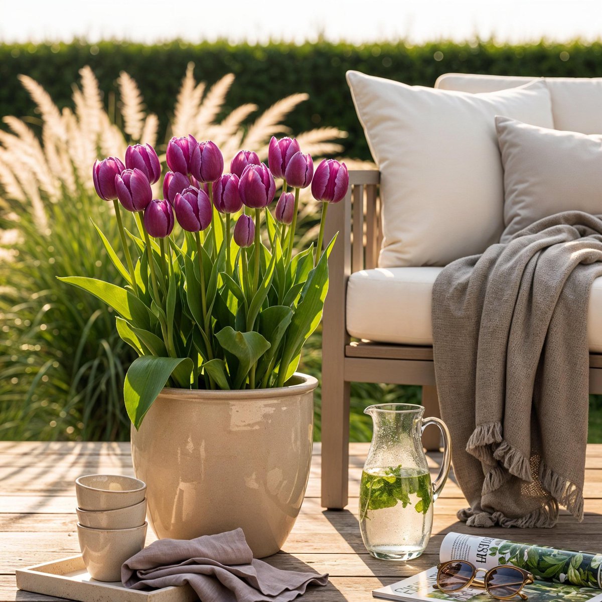 Green boutiQ - 15x Tulipa Triumph Purple - Triomftulp - Paars - Voorjaarsbloeier - Bolmaat 11/12