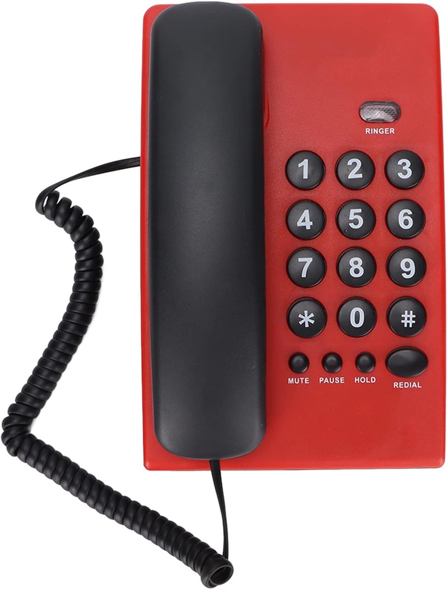 Vaste Telefoon - Thuis Telefoon - Kantoor Thuis - Dubbele Handset - 21cm Pakket - Rood