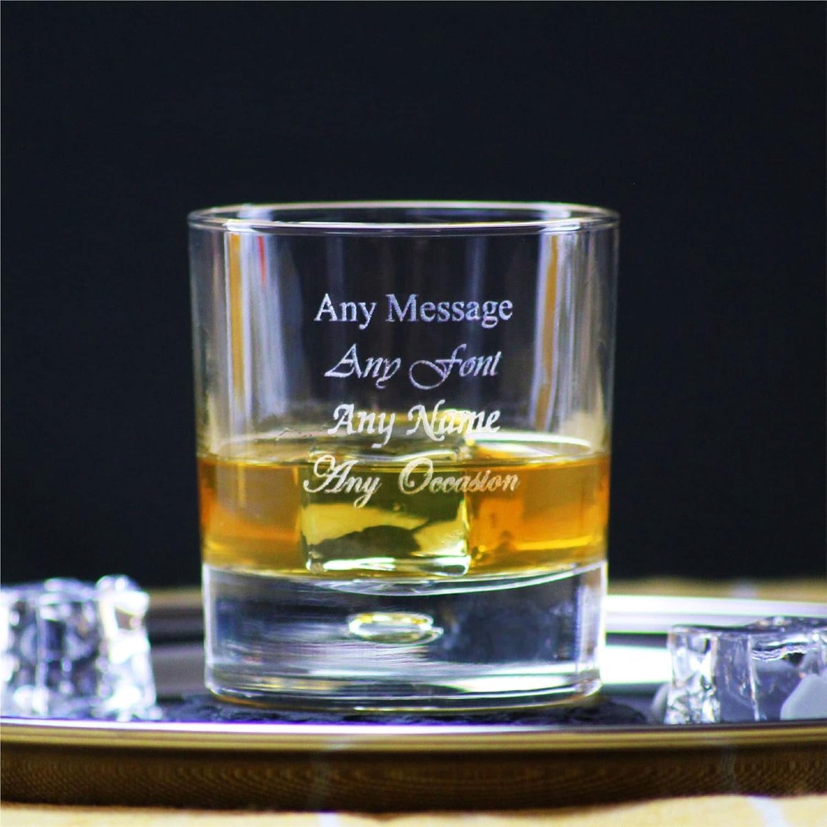Gegraveerd Whiskyglas Dubbel Shot 326ml met Bubbels - Uniek Persoonlijk Cadeau