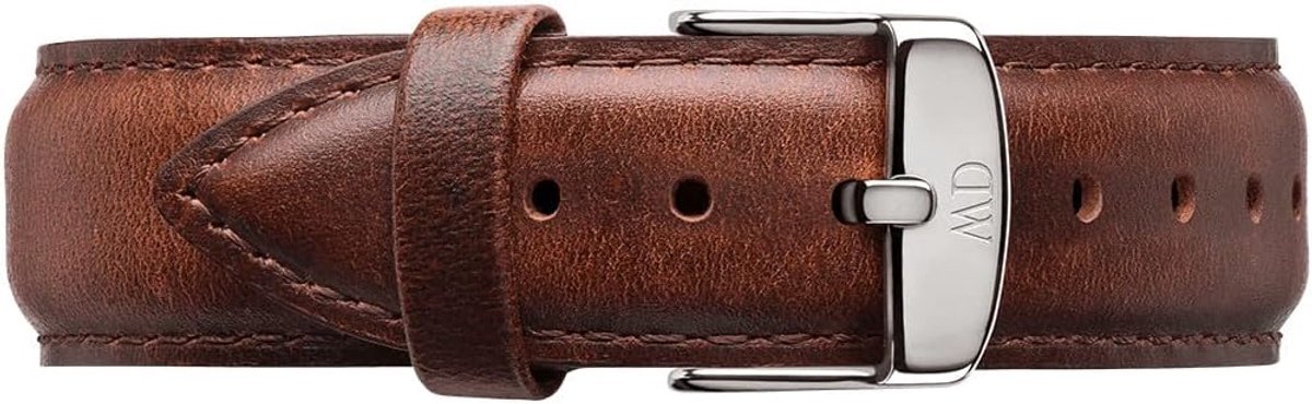 Horlogeband Leer - Klassiek Bandje - Horloge Accessoire - Echt Italiaans Leer - 20mm Breedte - Zilverkleurig