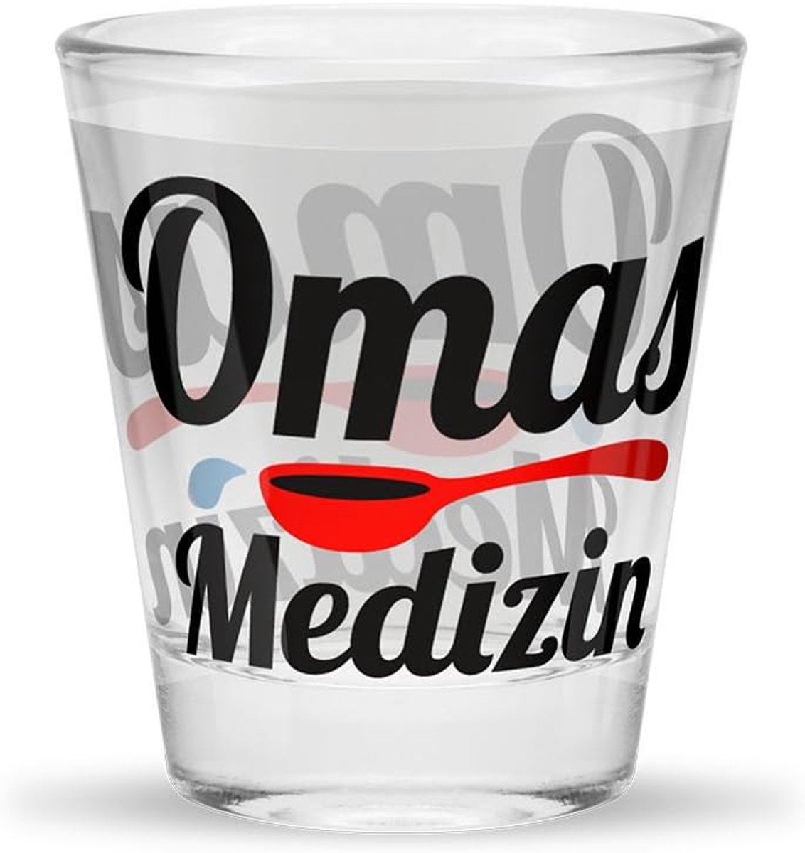 Borrelglas 6 cl met grappig motief - oma's geneeskunde