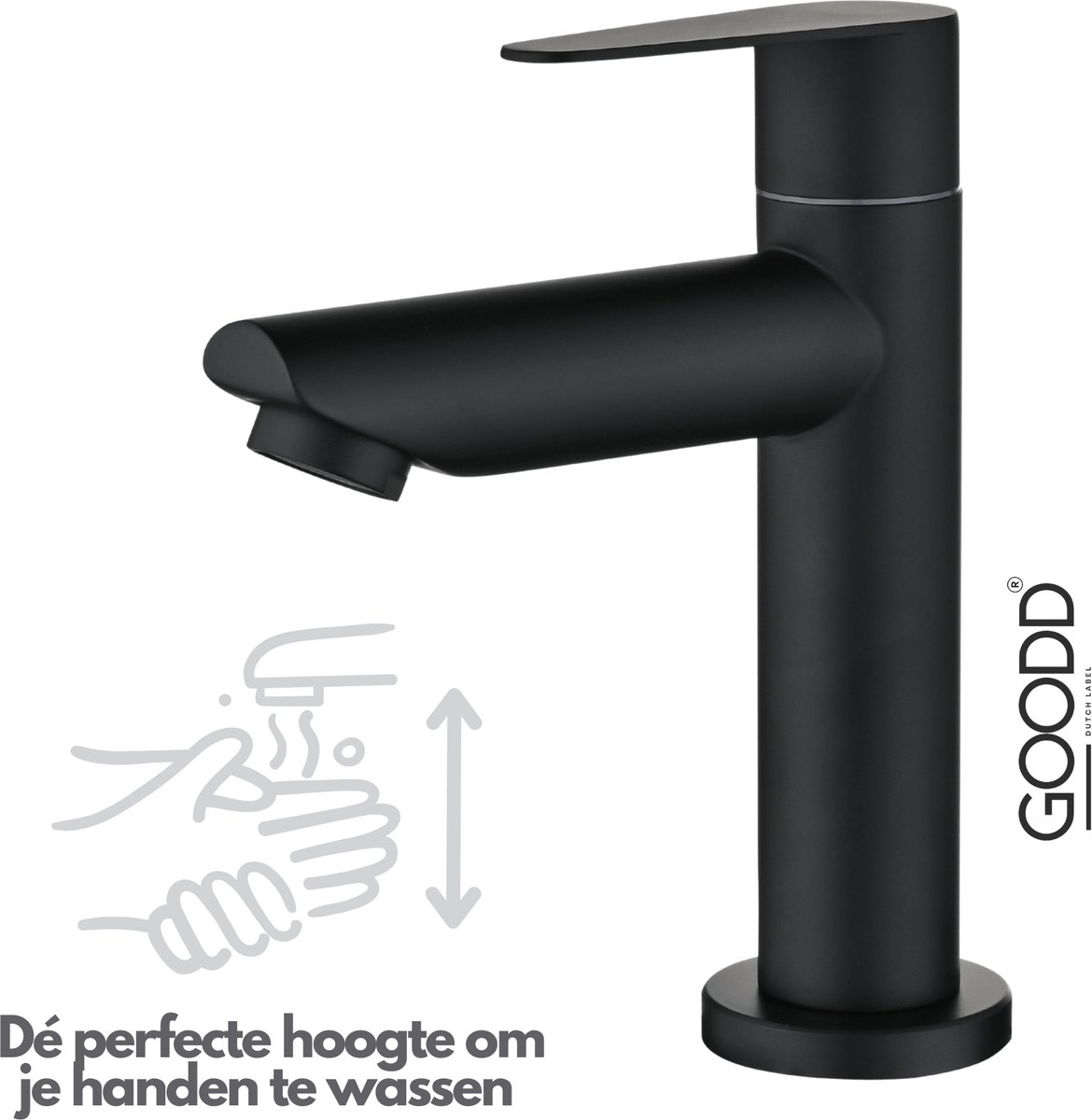 GOODD® - Fonteinkraan - Koudwaterkraan - Toiletkraan - Wc kraan - Zwart