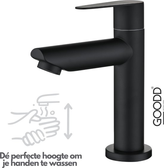 GOODD® - Fonteinkraan - Koudwaterkraan - Toiletkraan - Wc kraan - Zwart