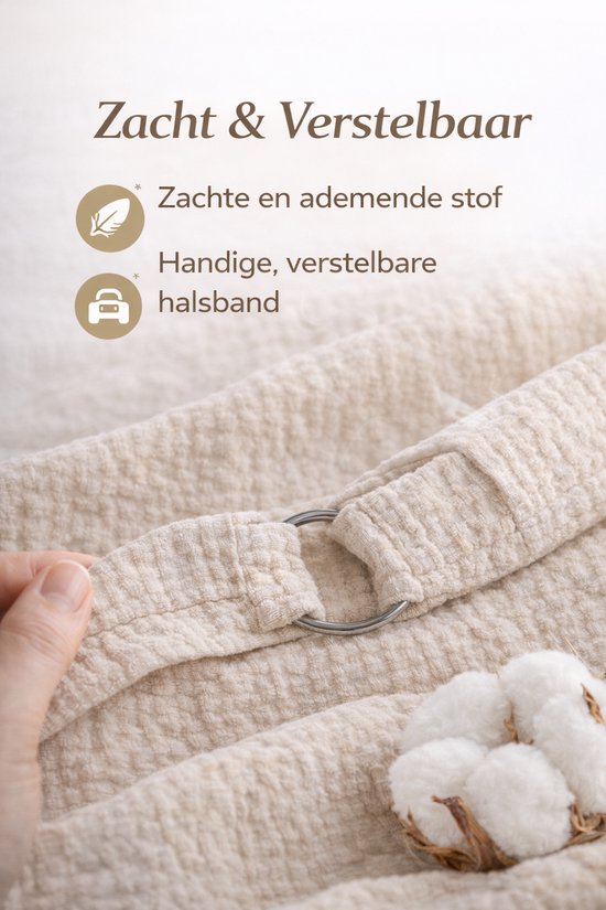 Nifkos - Premium Borstvoedingsdoek - Voedingsdoek voor Borstvoeding - Ademend Mousseline Katoen - Discreet Voeden - Beige - ~Draagzak van Merkloos — afbeelding 5