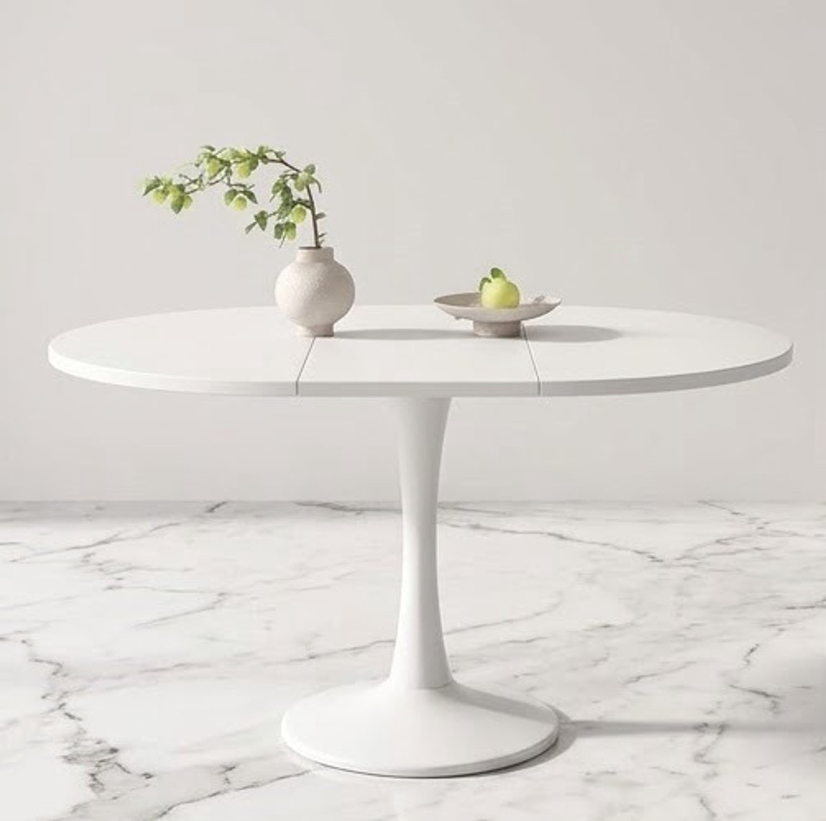 Uittrekbare Ronde Eettafel Ø100-140 cm - Moderne Witte Keukentafel voor 4-6 personen - Ronde Uittrekbare Eettafel voor Eetkamer, Keuken & Woonkamer - Minimalistisch & Gezinsvriendelijk Design Casa ...