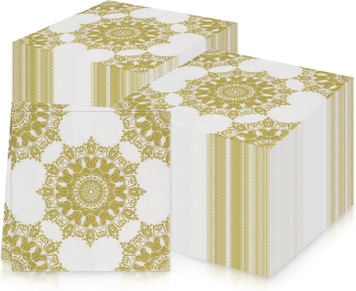 Champagne print papieren servetten, 20 stuks per verpakking