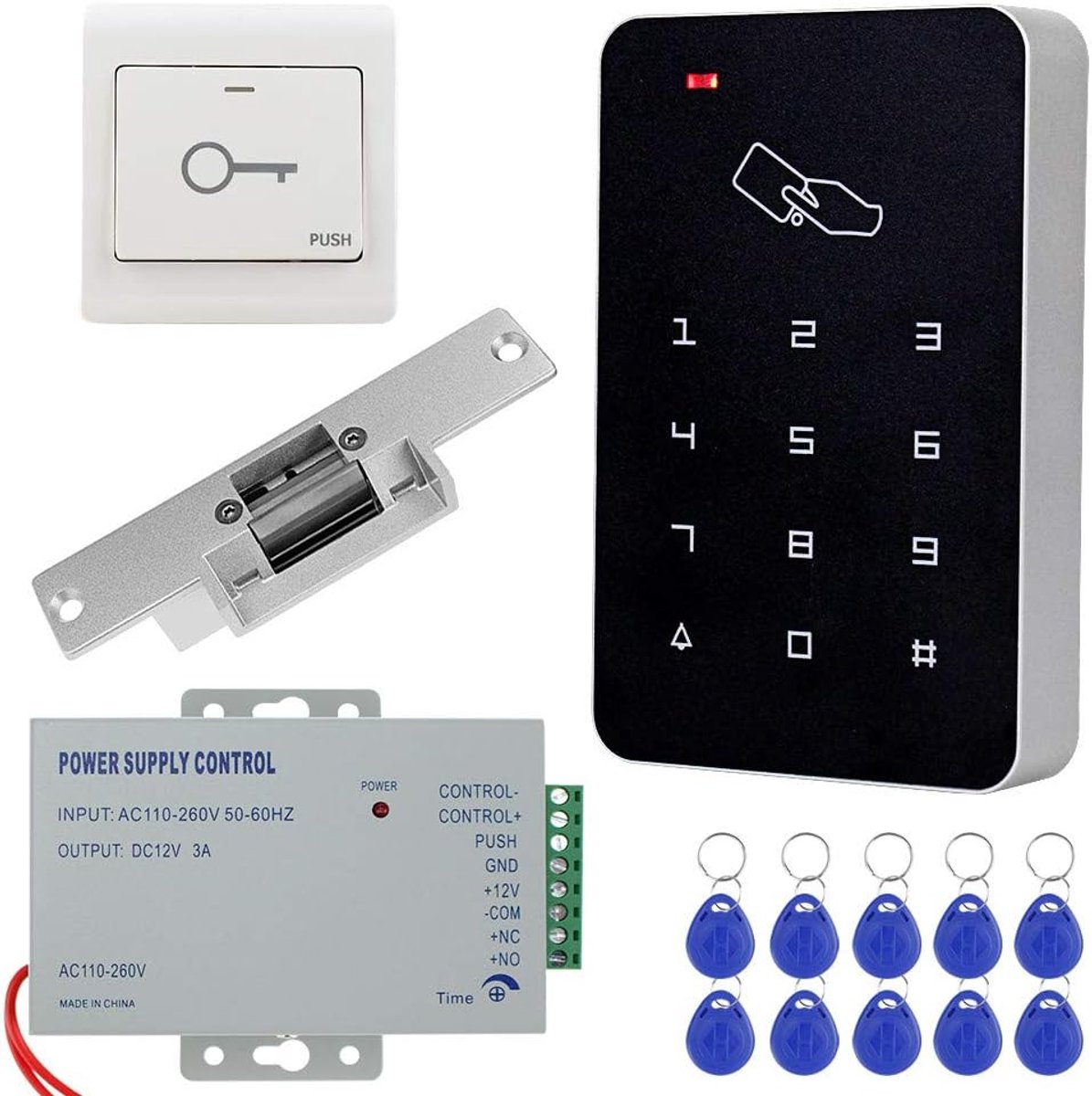Compleet RFID-toegangscontrolesysteem met toetsenbord en slot - 1000 gebruikers - EM-compatibel
