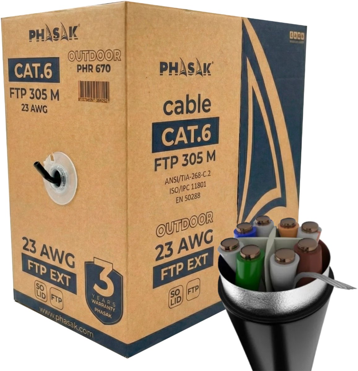 Phasak PHR 670 netwerkkabel Zwart 305 m Cat6 F/FTP (FFTP)