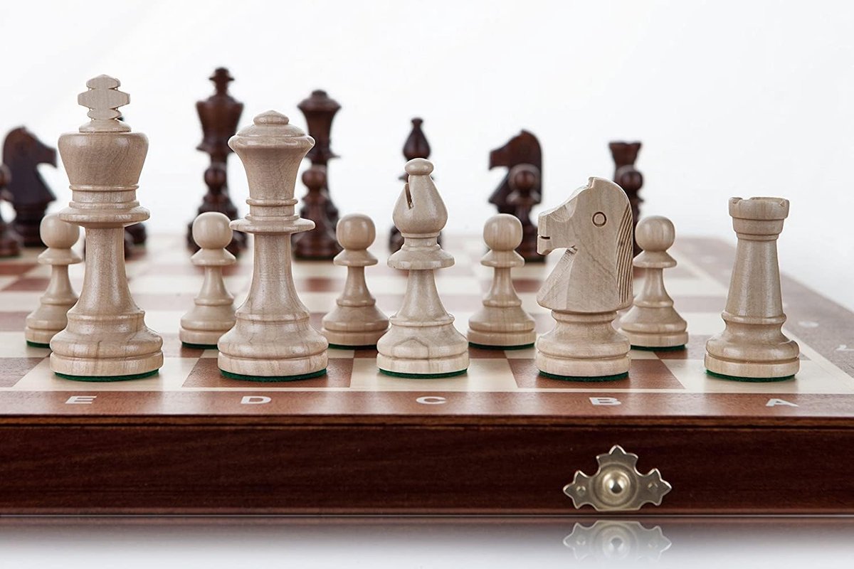 Houten Toernooischakenbord 48 cm - Opvouwbaar Portabel Schaakspel met Staunton Stukken - Handgemaakte Luxe Schaakset voor Kinderen en Volwassenen