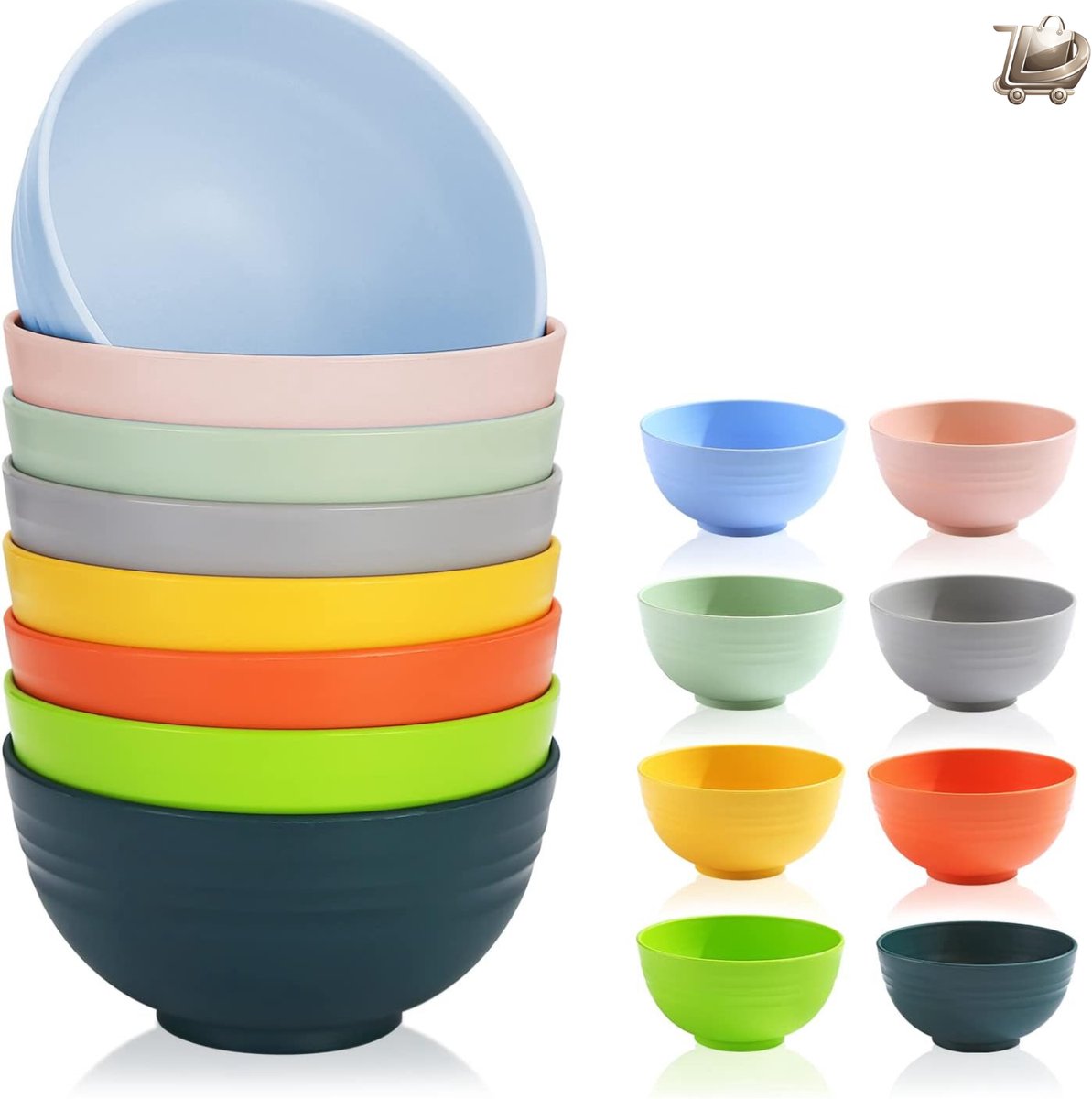 750ml Plastic Kommen Set - 8 Kleuren - Herbruikbaar - Slagvast en Duurzaam - Soep, Ontbijt, Ramen, Salade, Diner Serveren - BPA Vrij - Magnetron en Vaatwasser Veilig