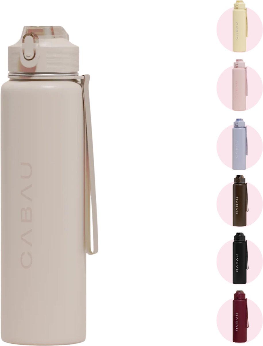 Cabau - Bloom Waterfles Staal - Beige