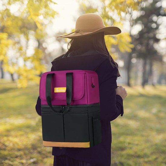 Coole rugzak met dubbeldekker en 12 ijspakketten Biedt plaats aan 36 blikjes voor maximaal 24 uur Koude waterdichte en lekvrije geïsoleerde coole rugzak Stijlvolle koeltas voor dames Picknickstrand van SEEHONOR — afbeelding 5