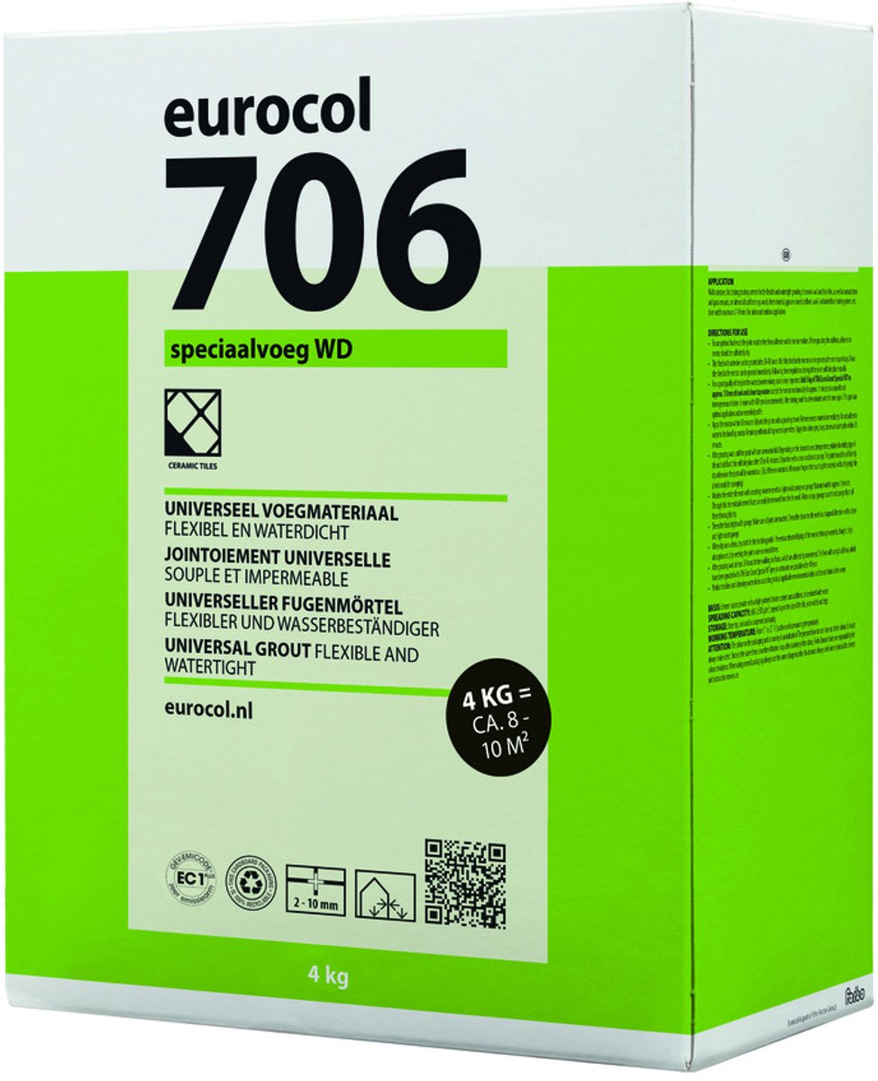 Eurocol 706 - voegmortel voor wand- en vloertegels - wit - 4 kg