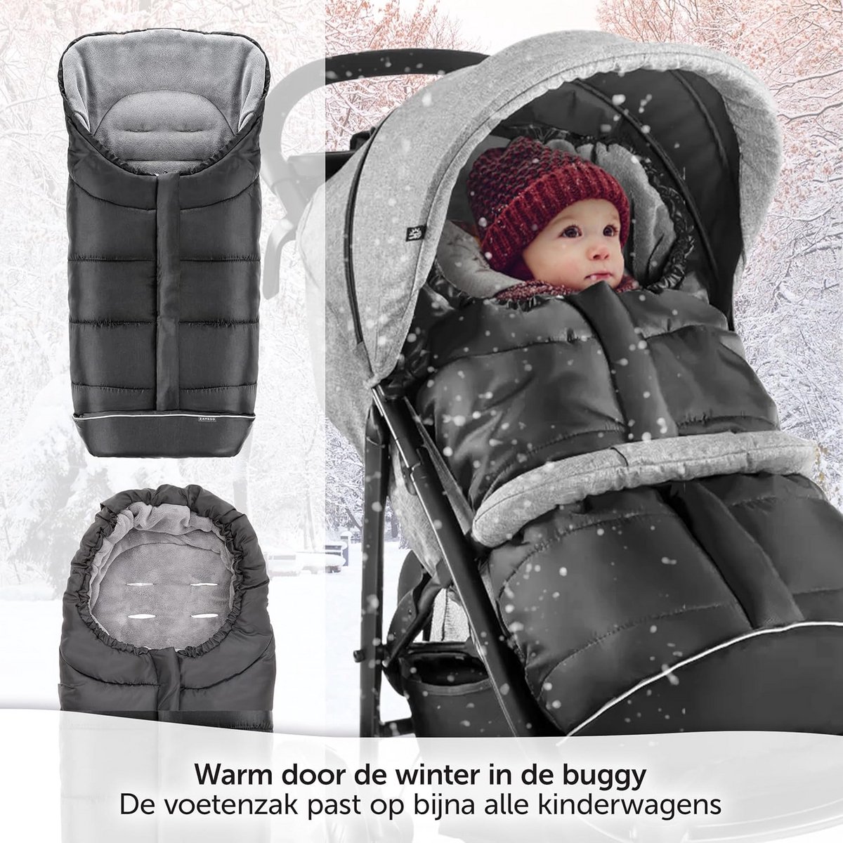 Universele Winter Voetenzak voor Kinderwagen en Buggy - Warm Fleece & Waterafstotend – foto 4