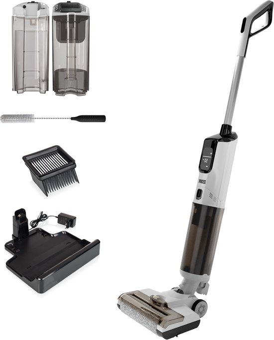 Princess 337010 AquaMotion Plus Vloerreiniger 4in1 - Draadloos - BLDC Motor - 25,9 V - Stofzuigt, wast en droogt tegelijkertijd - elektrische dweil - Reinigingsmachine - Floor washer - 40 min accuduur
