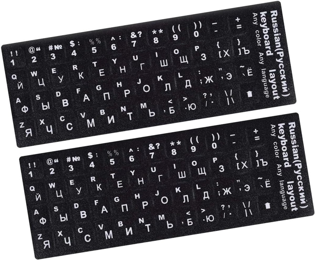 Set van 2 Universele Toetsenbordstickers - Russische Tekens, Waterdicht en Antistatisch