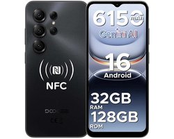 DOOGEE NOTE 56X PRO Smartphone - 32 GB RAM - 128 GB ROM - 4G Dual SIM - 6150 mAh - 6,56 inch - Anroid16 - GPS - NFC - Widevine L1 - Face ID - Zwart