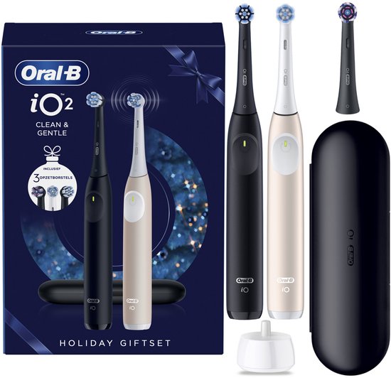 Oral-B iO2 Elektrische Tandenborstels - Holiday Editie - Black & Pink - 2 stuks