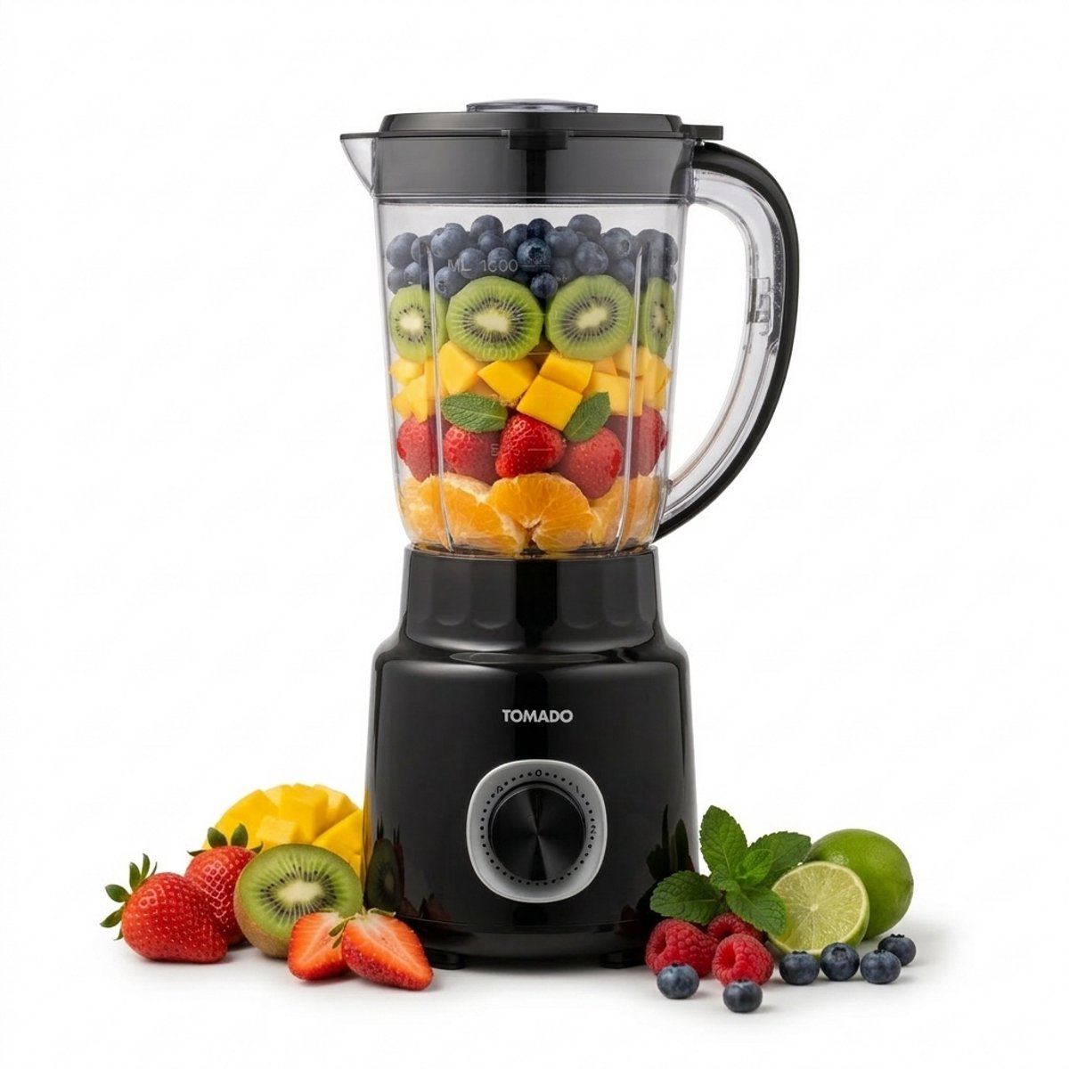 Tomado TTB1501B - Blender - 1,5 liter - 2 snelheden - 500W - Pulsestand - RVS mes -  Zwart