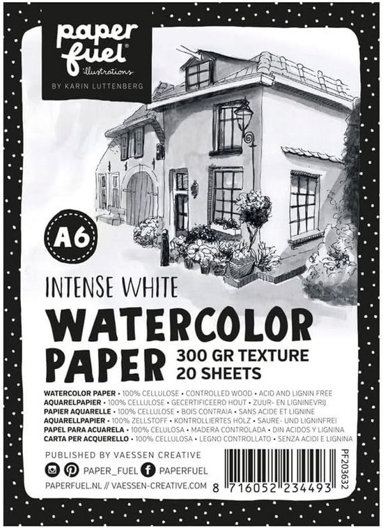 Foto: Aquarelpapier blok 300 g m 20 vellen din a6 met textuur voor aquarel schetsen en handlettering