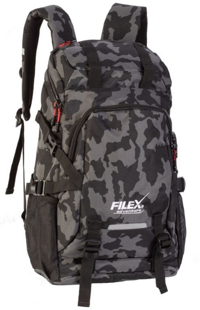 Filex Adventure Rucksack - 47x30x22 - Outdoor Rugzak - Voor vissen, kamperen en outdoor - Camo Vistas
