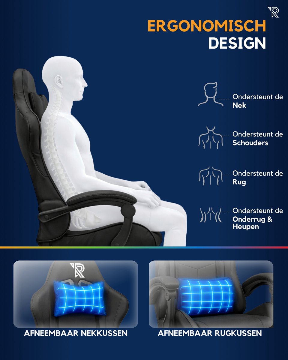 Ranqer Apollo Gaming Stoel Ergonomisch Zwart - afbeelding 3