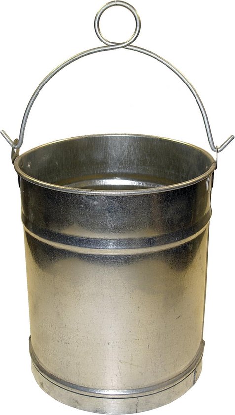 Emmer met handgreep - Kleine emmer - Haard onderhoud - Verzinkte afwerking - 15 x 19 cm - Metallic