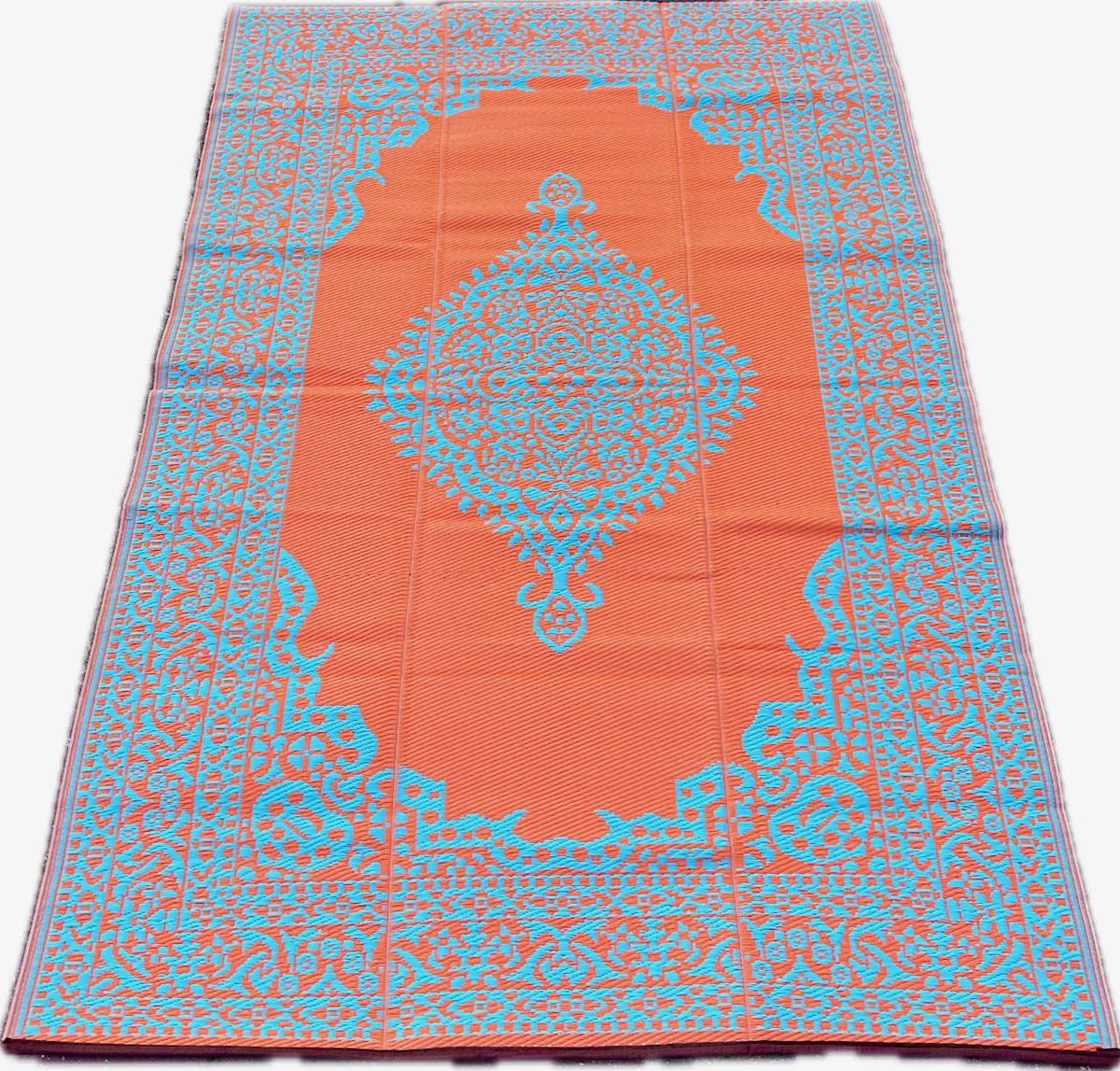 plastic buitenkleed-vloerkleed 150x240cm oranje/turquoise orient