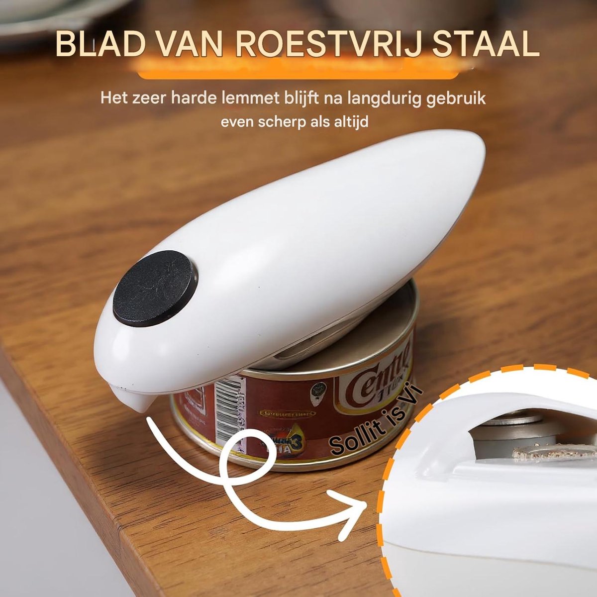 Elektrische Blikopener - Automatisch - Voor Rond En Vierkant - 1 Stuk - Wit