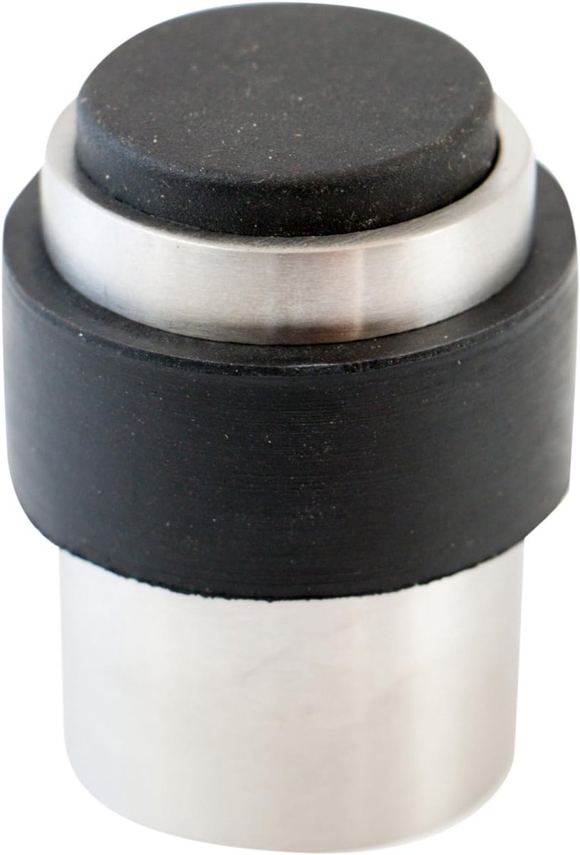 Famanu - deurstopper voor schroeven - montage op de vloer of aan de wand - roestvrijstalen rubberen wanddeurstopper incl. bevestigingsmateriaal Ø3,5cm H:4,5cm