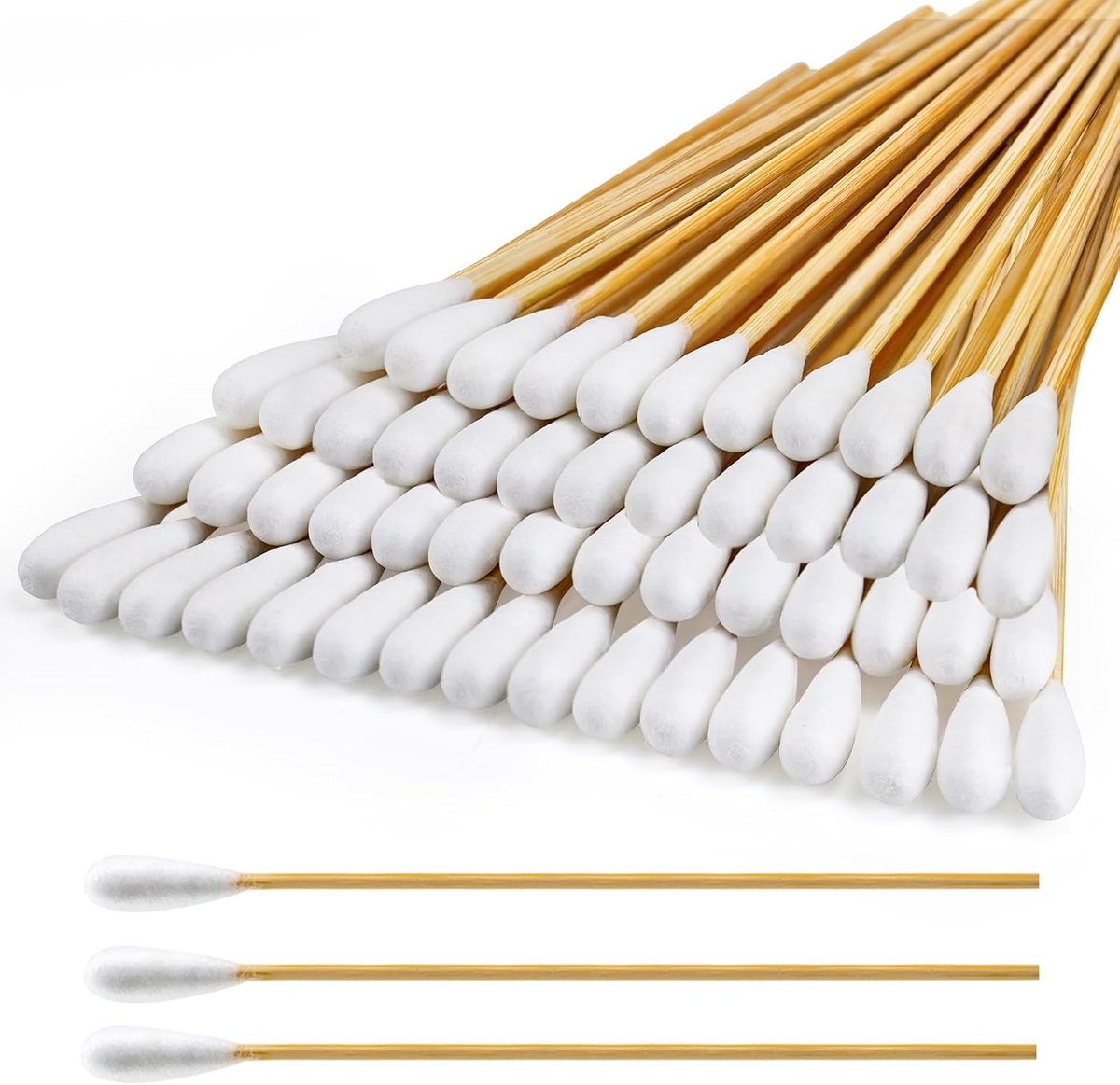 600 Stuks Grote Wattenstaafjes 6 Inch Bamboe Handvat Honden Oorverzorging