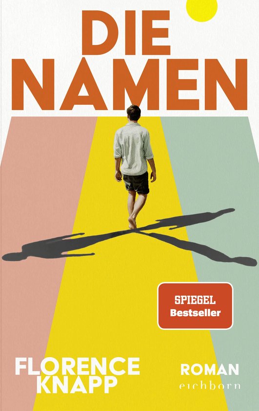 Een man met een licht overhemd en korte broek loopt op een geel pad, met een schaduw achter zich. "DIE NAMEN" staat bovenaan. "SPIEGEL Bestseller" is zichtbaar.