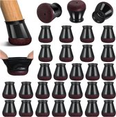 Set van 32 Elastische Stoelpoot Beschermers - Viltjes Stoelpoten - stoelpootbeschermers - Stoeldoppen - siliconen stoelpads met verdikt vilt - vloerbeschermers - Stoelbeschermer - Poten voor Meubels - zwart - diameter(2cm)