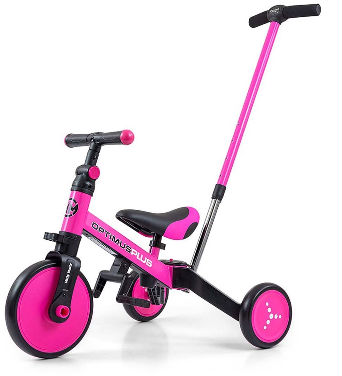 Milly Mally Optimus Plus 4in1 driewieler roze - Loopfiets