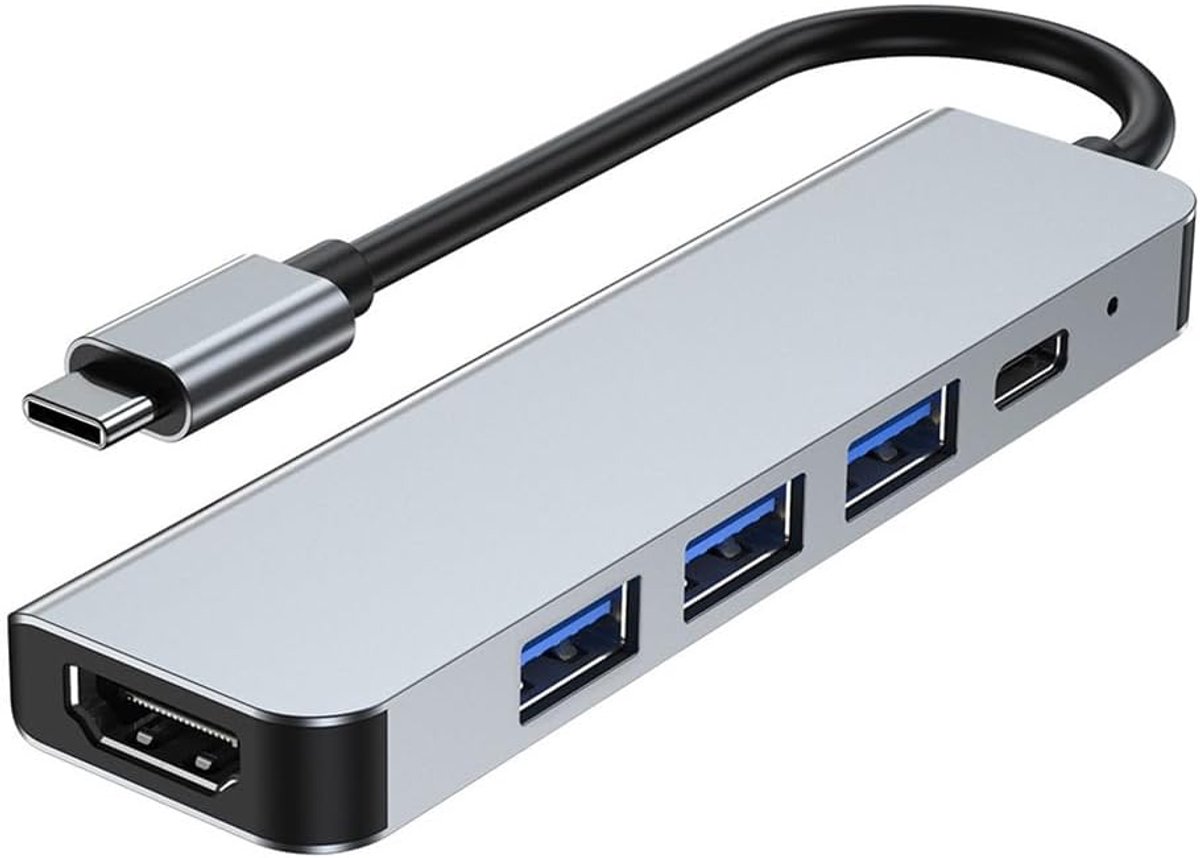 USB-C HDMI adapter - 5-in-1, 4K HDMI, 3x USB 3.0, USB-C PD, Geschikt voor MacBook Pro/Air