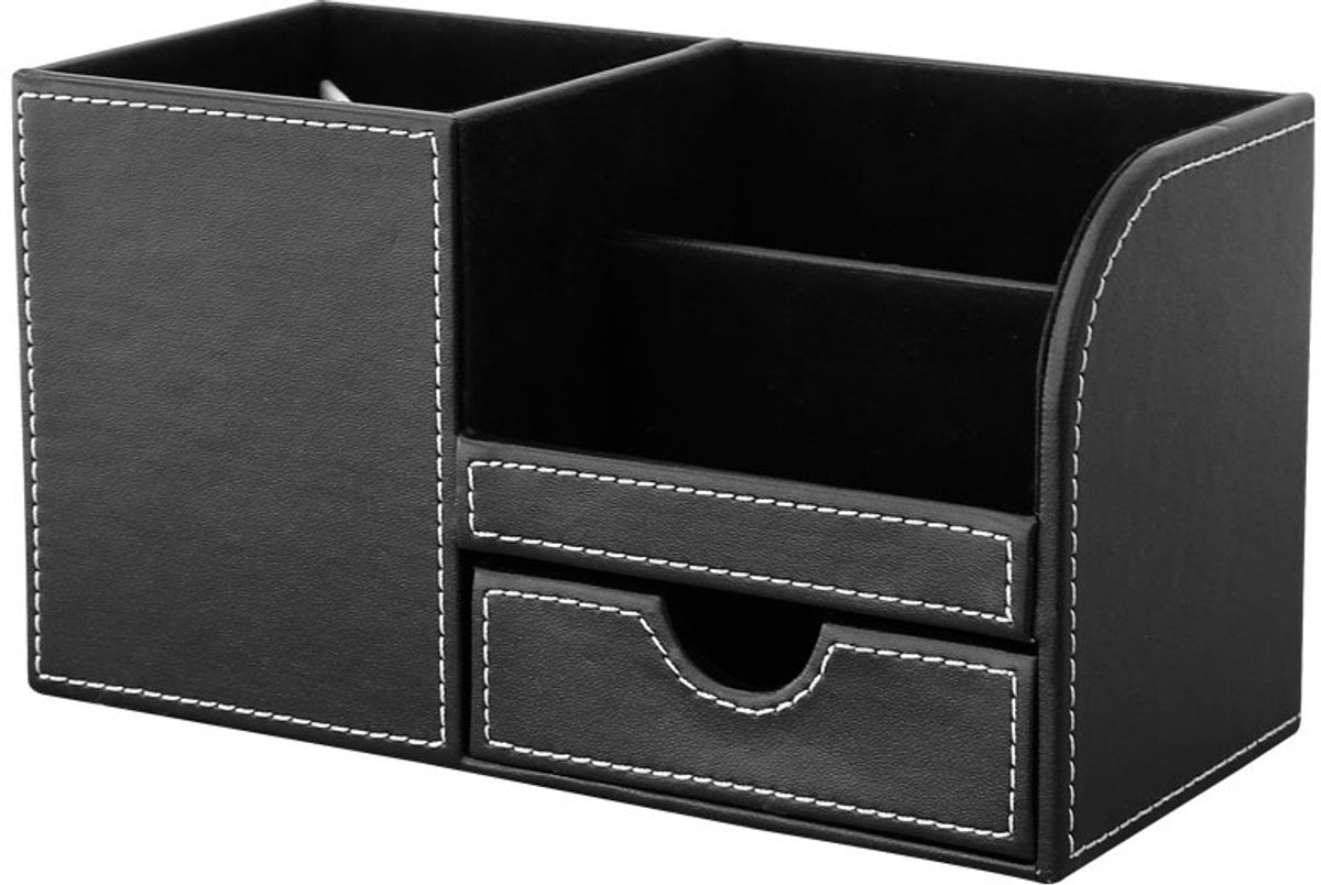 Multifunctionele bureau organizer - 4 vakken (zwart)