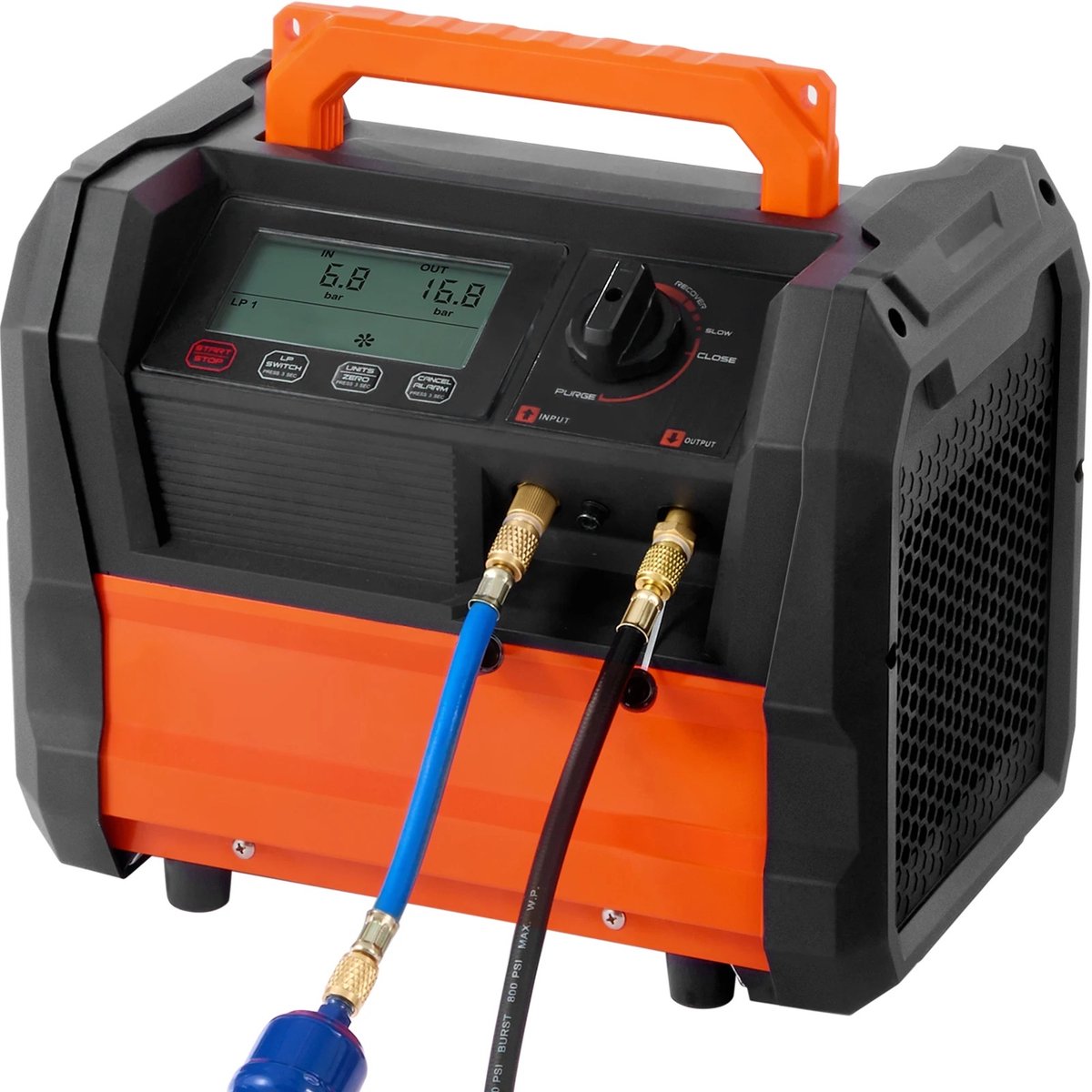 Koelmiddel Terugwinningsmachine - Draagbaar Airco/HVAC Terugwinapparaat - Vermogen 1 pk - Dubbele Cilinder - Borstelloze Motor 3000 tpm - Voor Auto-Airco en HVAC